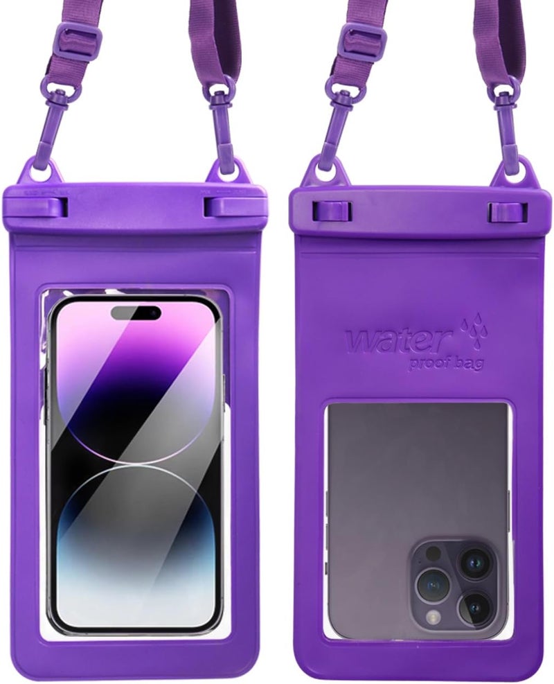 SUNG CHY IPX8, 7.4Waterproof Phone Pouch, Universal Fit(iPhone 16 15 14 13 Plus Pro, 12 11 Pro XR X 8 7 6S Plus SE, Galaxy S25 S24 S23 S20 serries Pixel, Lanyard Included (Purple) 1pack - Image 1